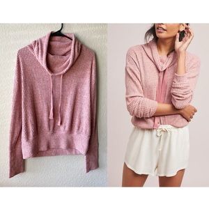 Saturday Sunday Cowl Neck Waffle Pullover